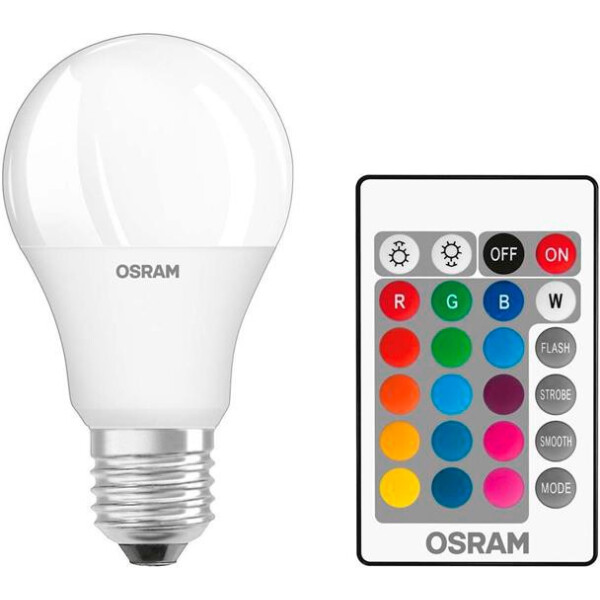

Лампа светодиодная OSRAM STAR Е27 9-60W 2700K+RGB 220V A60 пульт ДУ (4058075045675)