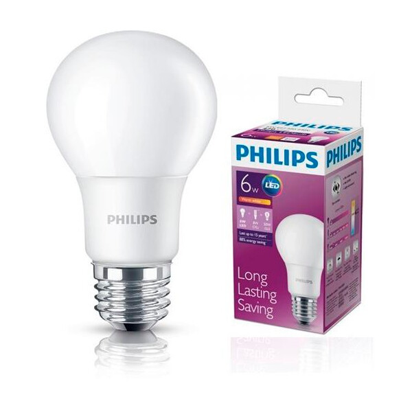 

Лампа светодиодная Philips Bulb E27 6-50W 230V 3000K A60/PF (929001162007)
