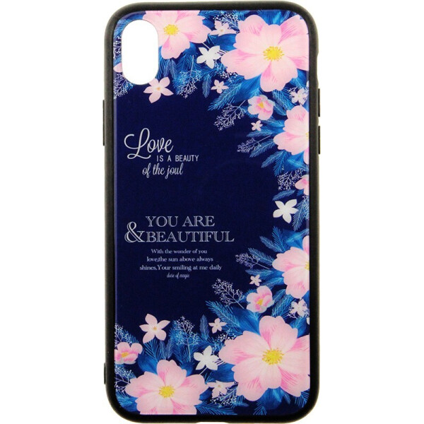 

Чехол-накладка TOTO Tempered Glass Phone Case Fashionable для Apple iPhone XR Flower Black