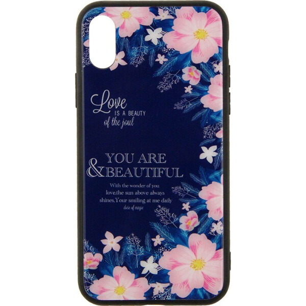 

Чехол-накладка TOTO Tempered Glass Phone Case Fashionable для Apple iPhone X Flower Black