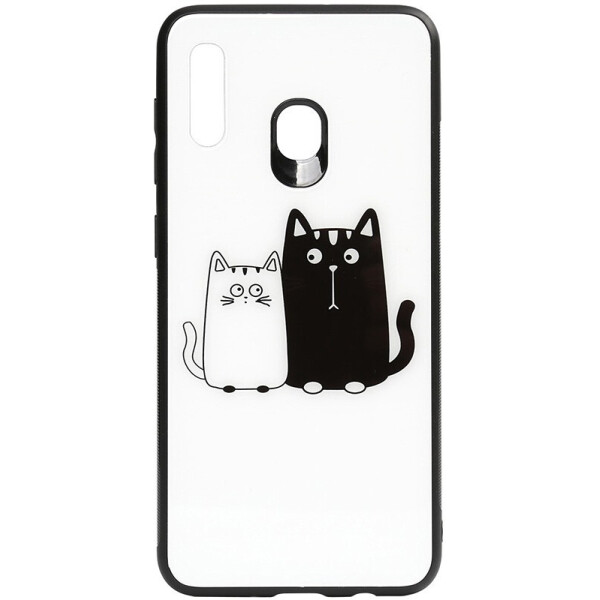 

Чехол-накладка TOTO Cartoon Print Glass Case для Samsung Galaxy A20/A30 Cats White/Black
