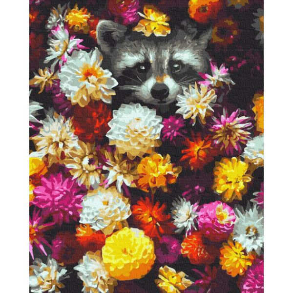

Картина По Номерам. Rainbow Art "енот В Цветах" Gx34614-Ra
