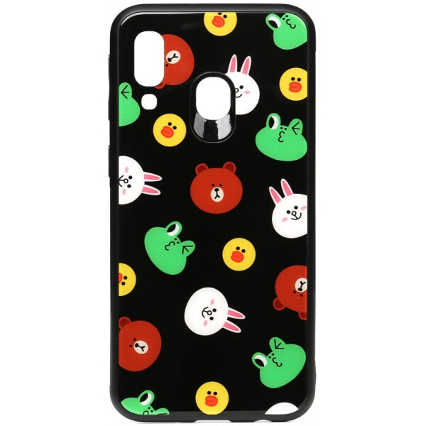

Чехол-накладка TOTO Cartoon Print Glass Case для Samsung Galaxy A40 Line friends Black