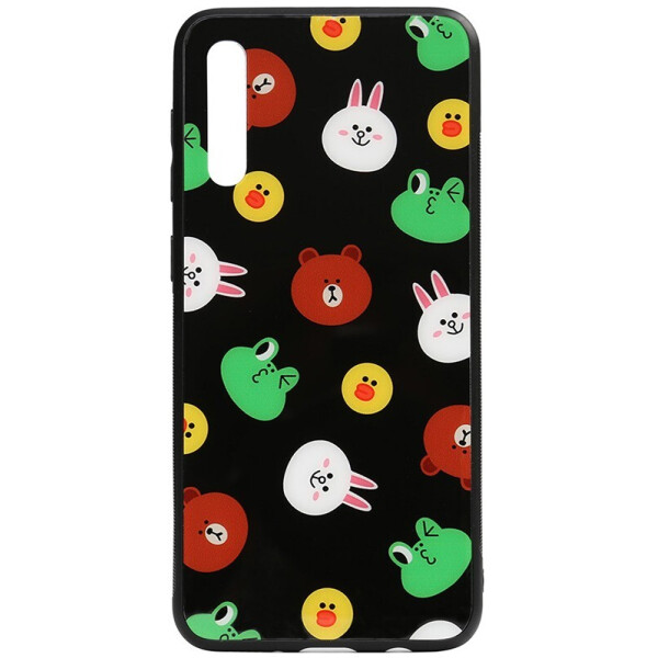 

Чехол-накладка TOTO Cartoon Print Glass Case для Samsung Galaxy A70 Line friends Black
