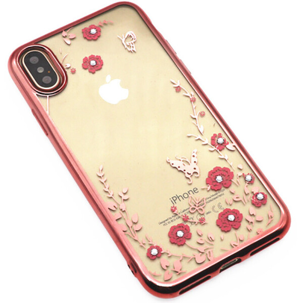 

Чехол-накладка TOTO TPU electroplating edge with flower pattern iPhone X Rose Gold