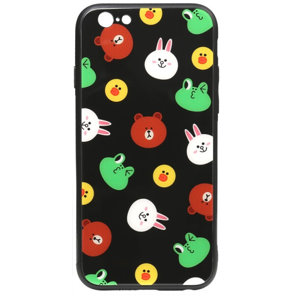 

Чехол-накладка TOTO Cartoon Print Glass Case для Apple iPhone 6/6s Line friends Black