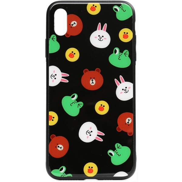 

Чехол-накладка TOTO Cartoon Print Glass Case для Apple iPhone X/Xs Line friends Black