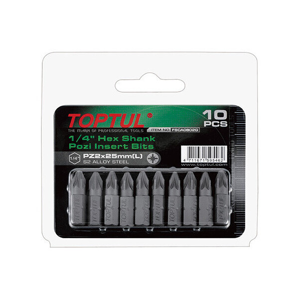 

Набор Насадок Отверточных 1/4" Toptul L25Мм Pz2 10Ед. Fsca0802G