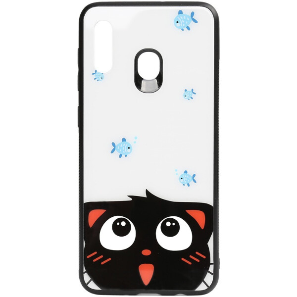 

Чехол-накладка TOTO Cartoon Print Glass Case для Samsung Galaxy A20/A30 Cat and fish