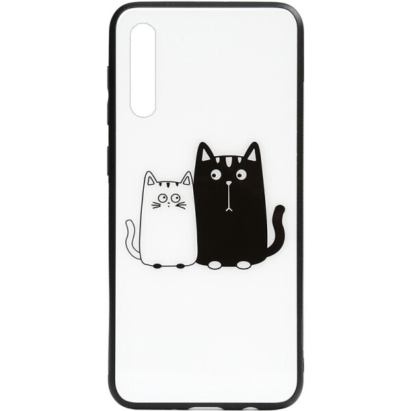 

Чехол-накладка TOTO Cartoon Print Glass Case для Samsung Galaxy A70 Cats White/Black