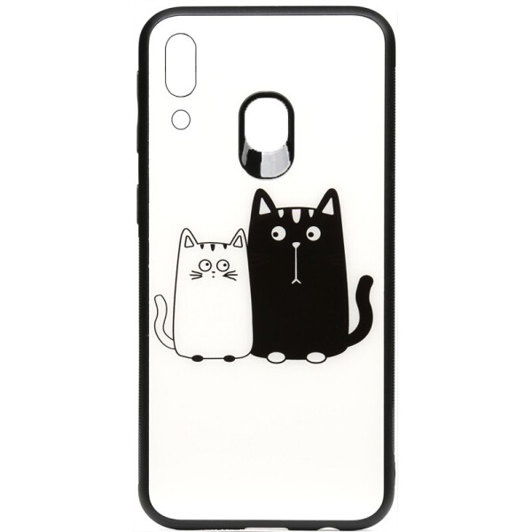 

Чехол-накладка TOTO Cartoon Print Glass Case для Samsung Galaxy M20 Cats White/Black