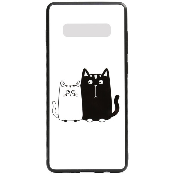 

Чехол-накладка TOTO Cartoon Print Glass Case для Samsung Galaxy S10 Cats White/Black