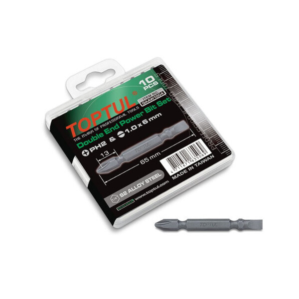 

Набор Бит Двухсторонних 1/4" Toptul Ph2Хsl6 L65Мм 10Шт. Gaaw1004