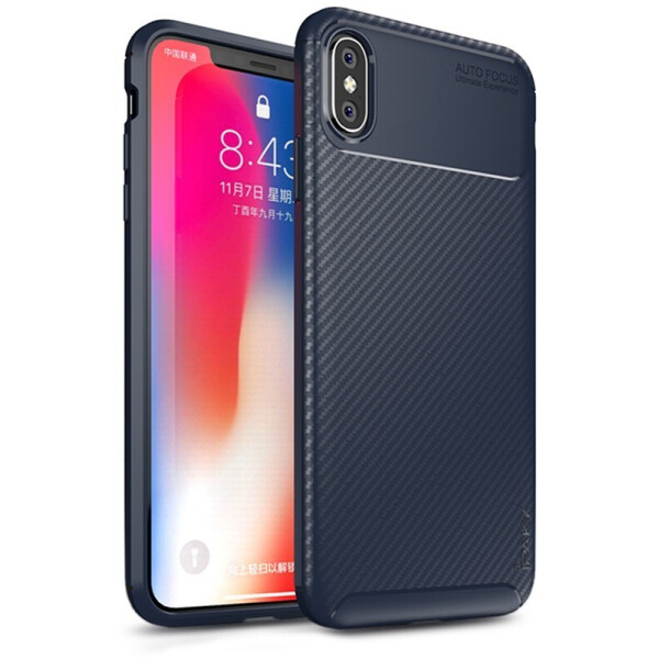 

Чехол-накладка Ipaky Carbon Fiber Series/Soft TPU Case для Apple iPhone XS Max Blue