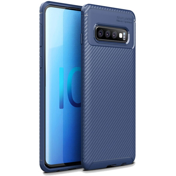 

Чехол-накладка Ipaky Carbon Fiber Series/Soft TPU Case для Samsung Galaxy S10+ Blue