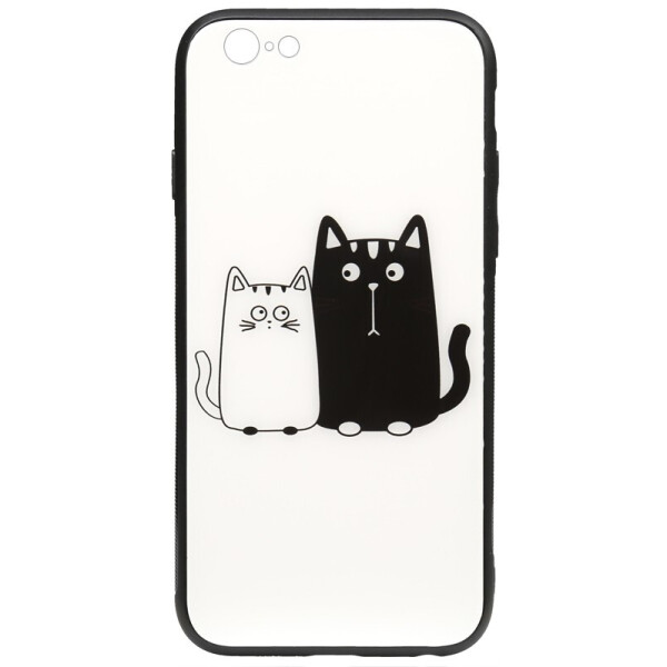 

Чехол-накладка TOTO Cartoon Print Glass Case для Apple iPhone 6/6s Cats White/Black