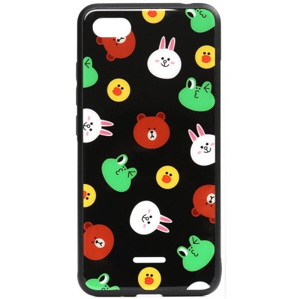 

Чехол-накладка TOTO Cartoon Print Glass Case для Xiaomi Redmi 6A Line friends Black