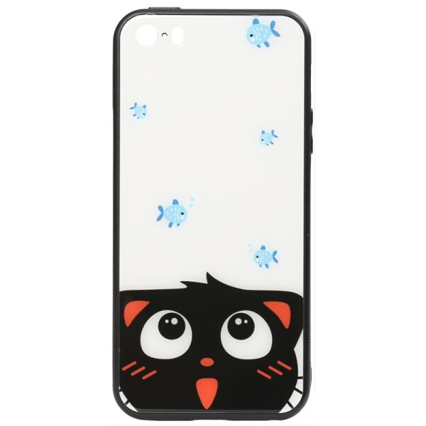 

Чехол-накладка TOTO Cartoon Print Glass Case для Apple iPhone SE/5S/5 Cat and fish
