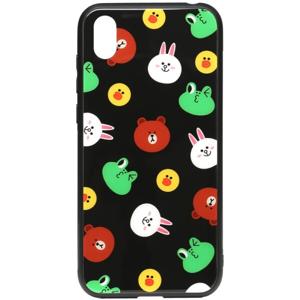 

Чехол-накладка TOTO Cartoon Print Glass Case для Huawei Y5 2019 Line friends Black