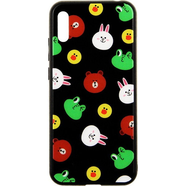 

Чехол-накладка TOTO Cartoon Print Glass Case для Huawei Y6 2019 Line friends Black
