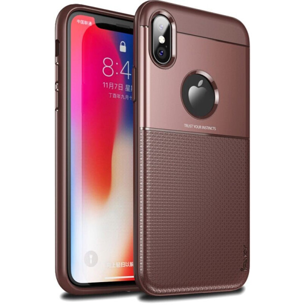 

Чехол-накладка Ipaky Elegant Grid Design TPU Hybrid Case Apple iPhone X Brown