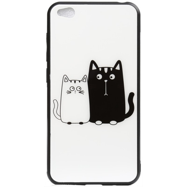 

Чехол-накладка TOTO Cartoon Print Glass Case для Xiaomi Redmi Go Cats White/Black