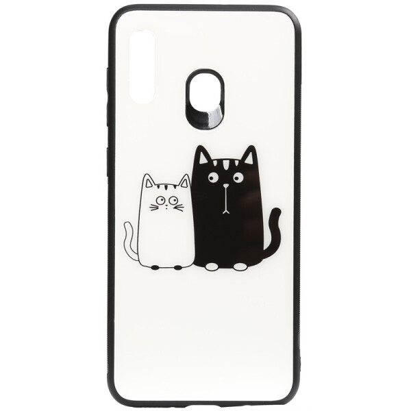 

Чехол-накладка TOTO Cartoon Print Glass Case для Huawei Y7 2019 Cats White/Black