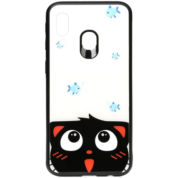 

Чехол-накладка TOTO Cartoon Print Glass Case для Samsung Galaxy A40 Cat and fish