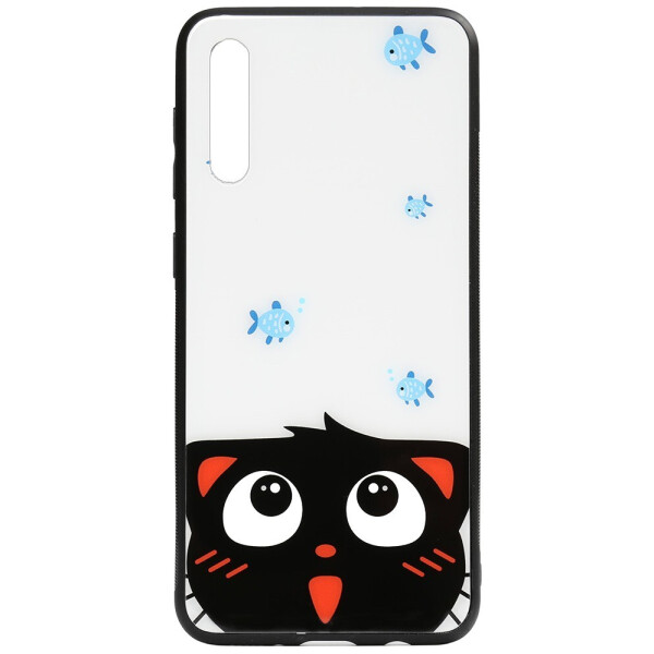 

Чехол-накладка TOTO Cartoon Print Glass Case для Samsung Galaxy A70 Cat and fish