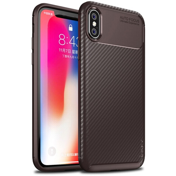

Чехол-накладка Ipaky Carbon Fiber Series/Soft TPU Case для Apple iPhone X Brown