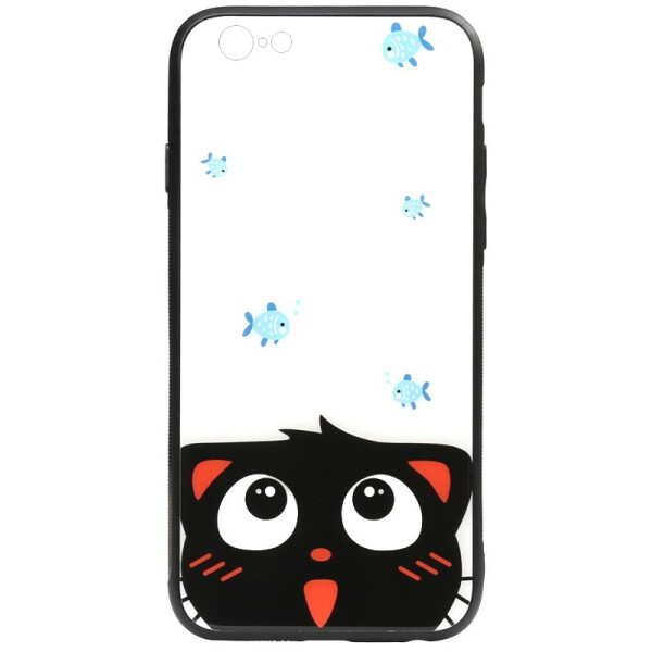 

Чехол-накладка TOTO Cartoon Print Glass Case для Apple iPhone 6/6s Cat and fish