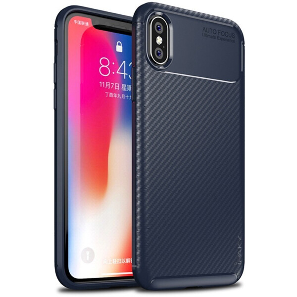 

Чехол-накладка Ipaky Carbon Fiber Series/Soft TPU Case для Apple iPhone X Blue