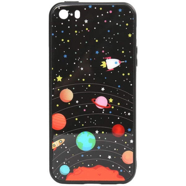 

Чехол-накладка TOTO Cartoon Print Glass Case для Apple iPhone SE/5S/5 Planets