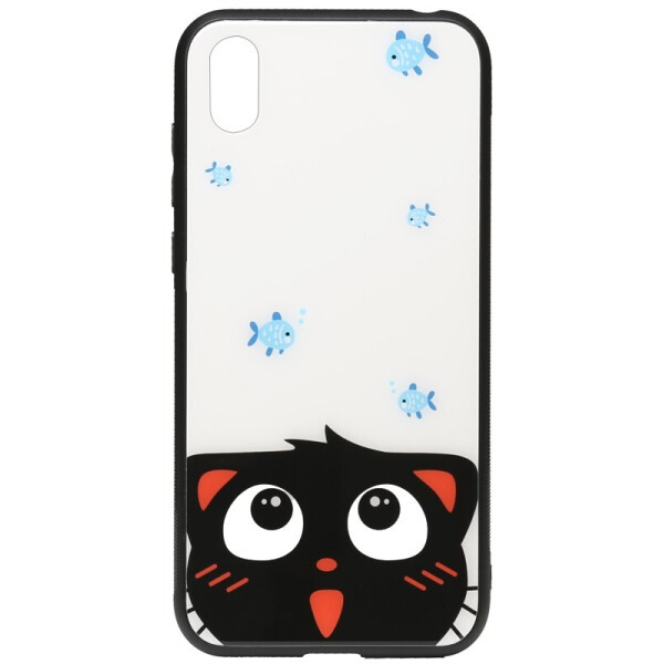 

Чехол-накладка TOTO Cartoon Print Glass Case для Huawei Y5 2019 Cat and fish