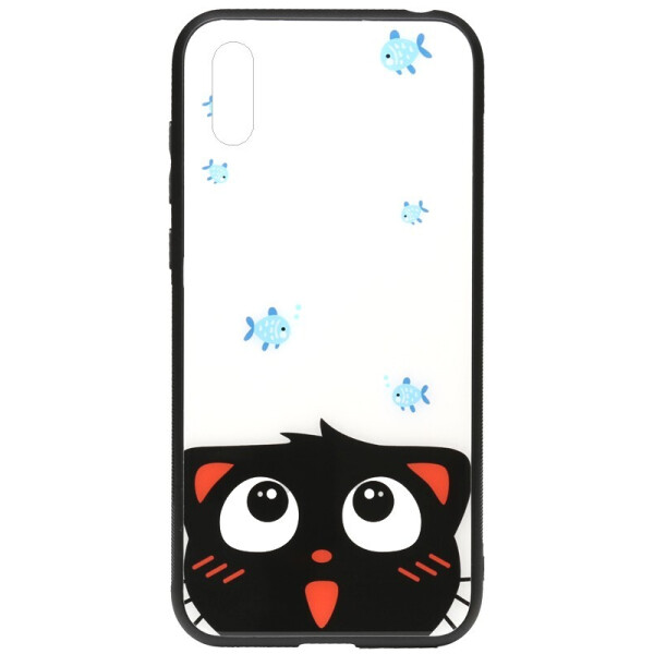

Чехол-накладка TOTO Cartoon Print Glass Case для Huawei Y6 2019 Cat and fish