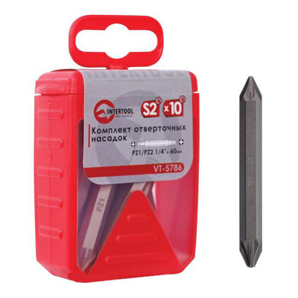 

Комплект Отверточных Насадок Pz1/pz2 1/4"*60Мм Уп. 10Шт. Intertool Vt-5786
