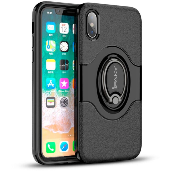 

Чехол-накладка Ipaky 360° Free Rotation Ring Holder case iPhone X Black