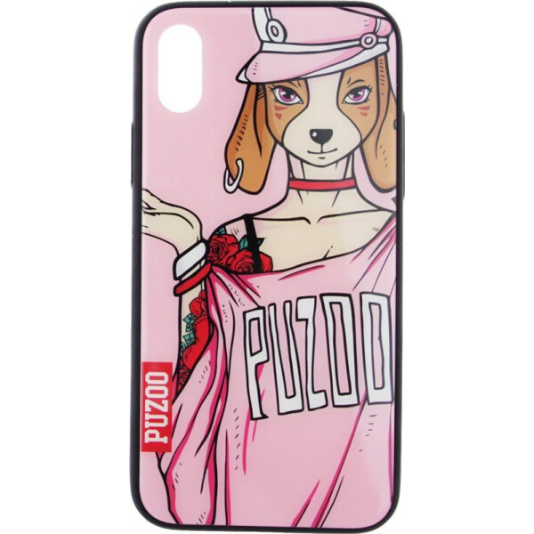 

Чехол-накладка PUZOO Glass Printing with TPU Yuppie iPhone X Annie Pink