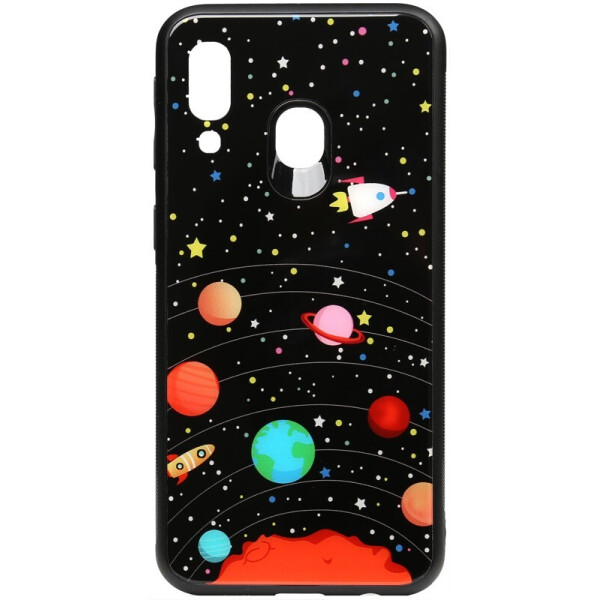 

Чехол-накладка TOTO Cartoon Print Glass Case для Samsung Galaxy A40 Planets