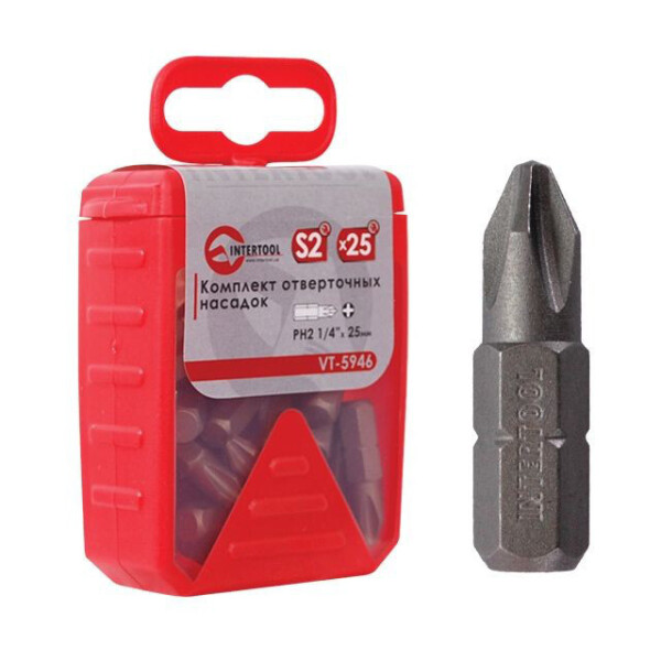 

Комплект Отверточных Насадок Ph2 1/4"*25 Мм Уп. 25 Шт. Intertool Vt-5946