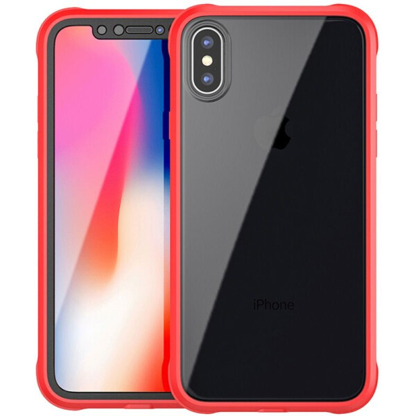 

Чехол-накладка Ipaky 360° TPU Border+Transparent PC back iPhone X Red