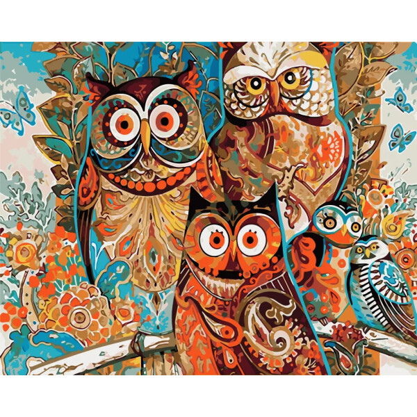 

Картина По Номерам. Art Craft ";яркие Совы"; 40*50 См 11603-Ac