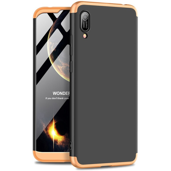

Чехол-накладка GKK 3 in 1 Hard PC Case Huawei Y6 2019 Gold/Black