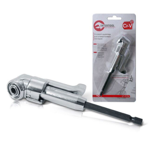 

Угловой Адаптер Для Отверточных Насадок 1/4" Cr-V Intertool Vt-0106
