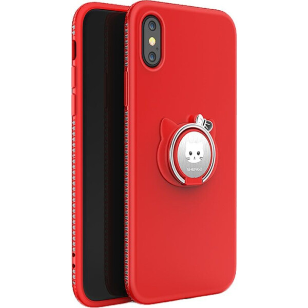

Чехол-накладка SHENGO Soft-touch holder TPU Case iPhone X Red