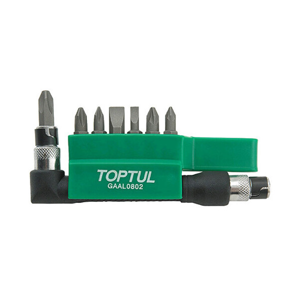

Набор Биты-Насадки + Г-Обр. Переходник Toptul 1/4" 8Ед. Gaal0802