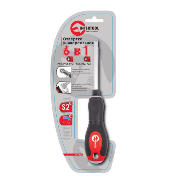 

Отвертка Крестовая 6 В 1 Ph1,ph2,ph3,pz1,pz2,pz3 Intertool Vt-1022