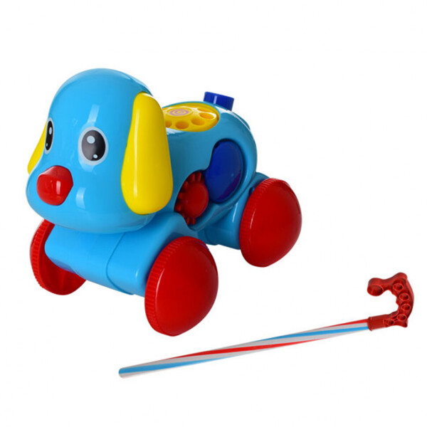 Каталка 370, на палке, собака18см, телефон, муз(механич) (Синий 370(Blue))