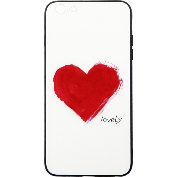 

Чехол-накладка TOTO Tempered Glass Phone Case Fashionable для Apple iPhone 6 Plus/6S Plus Red Heart on White
