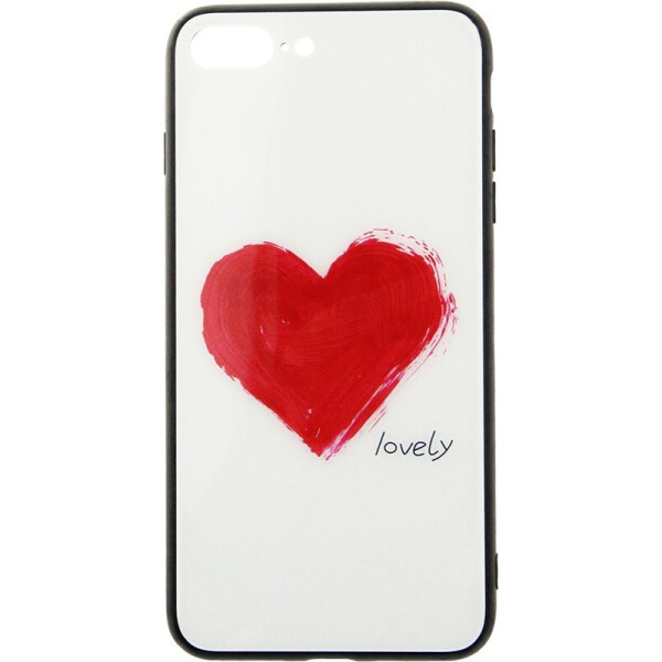 

Чехол-накладка TOTO Tempered Glass Phone Case Fashionable для Apple iPhone 7 Plus/8 Plus Red Heart on White